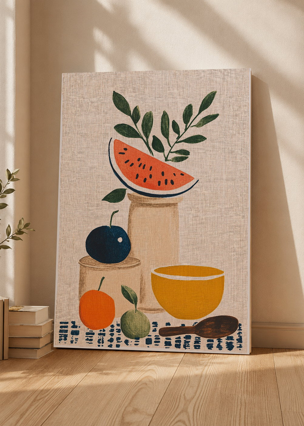Cuadro Decorativo Mural Sin Marco 5mm - Trendy, Sandia Frutas Lino Beige