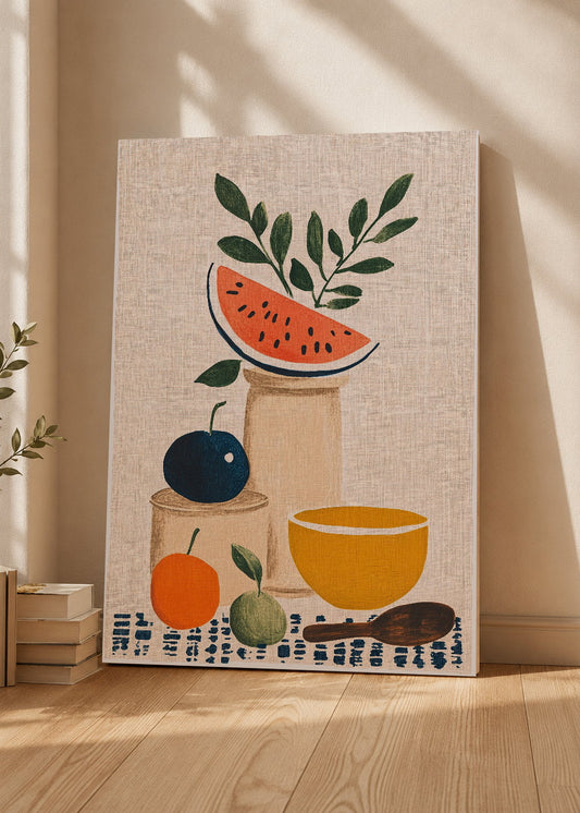 Cuadro Decorativo Mural Sin Marco 5mm - Trendy, Sandia Frutas Lino Beige