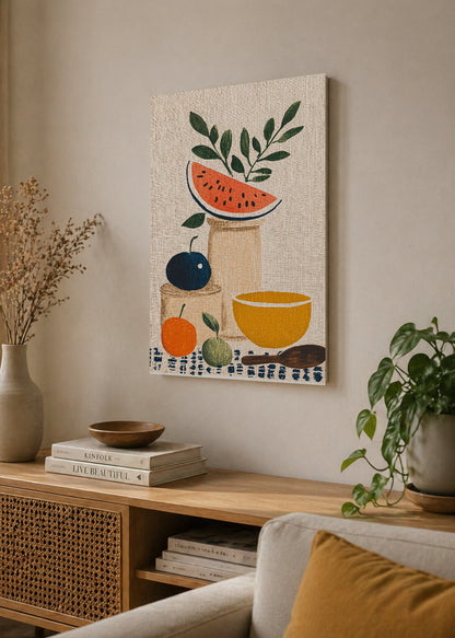 Cuadro Decorativo Mural Sin Marco 5mm - Trendy, Sandia Frutas Lino Beige