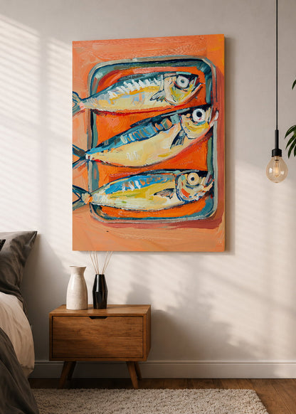 Cuadro Decorativo Mural Sin Marco 5mm - Trendy, Sardinas Lata Naranja Azul