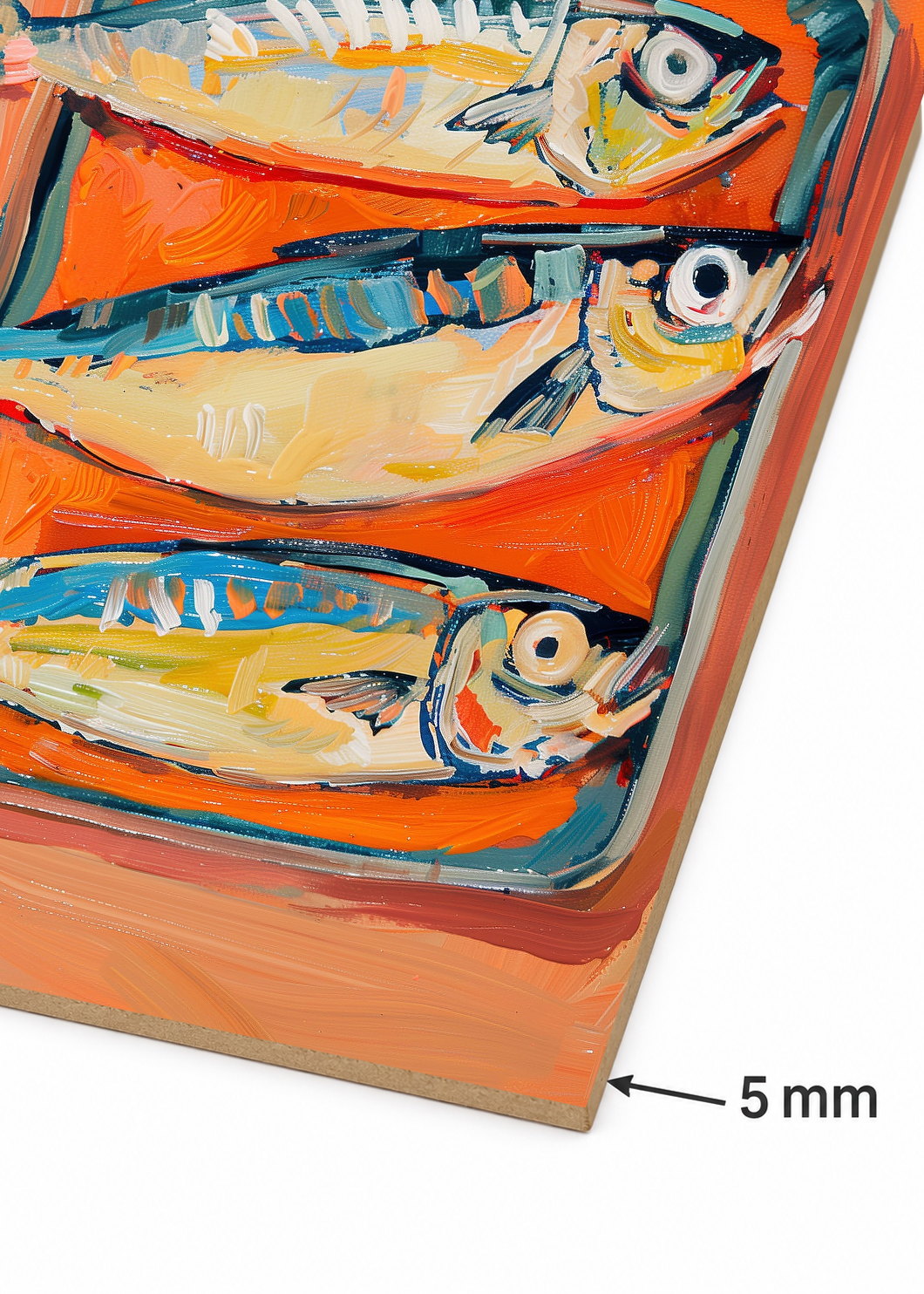 Cuadro Decorativo Mural Sin Marco 5mm - Trendy, Sardinas Lata Naranja Azul