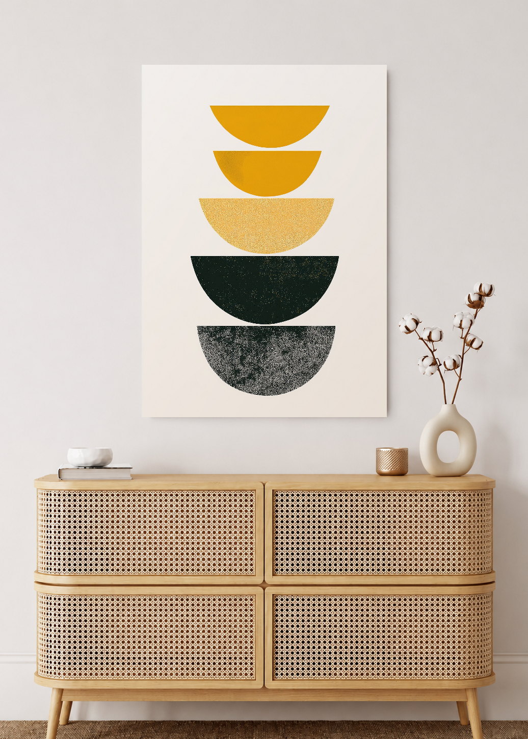 Cuadro Decorativo Mural Sin Marco 5mm - Trendy, Semicirculos Amarillo Negro