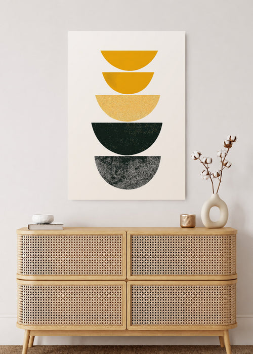 Cuadro Decorativo Mural Sin Marco 5mm - Trendy, Semicirculos Amarillo Negro