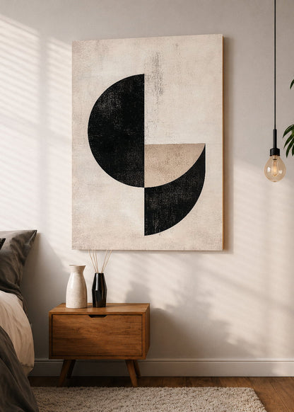 Cuadro Decorativo Mural Sin Marco 5mm - Trendy, Semicirculos Negro Beige