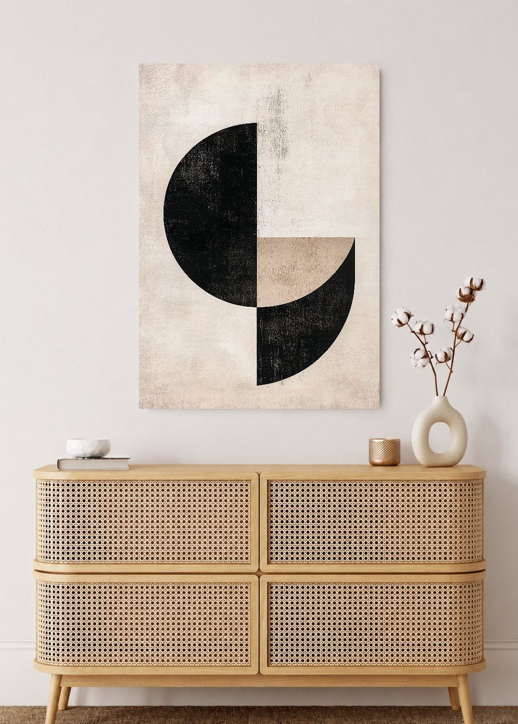Cuadro Decorativo Mural Sin Marco 5mm - Trendy, Semicirculos Negro Beige