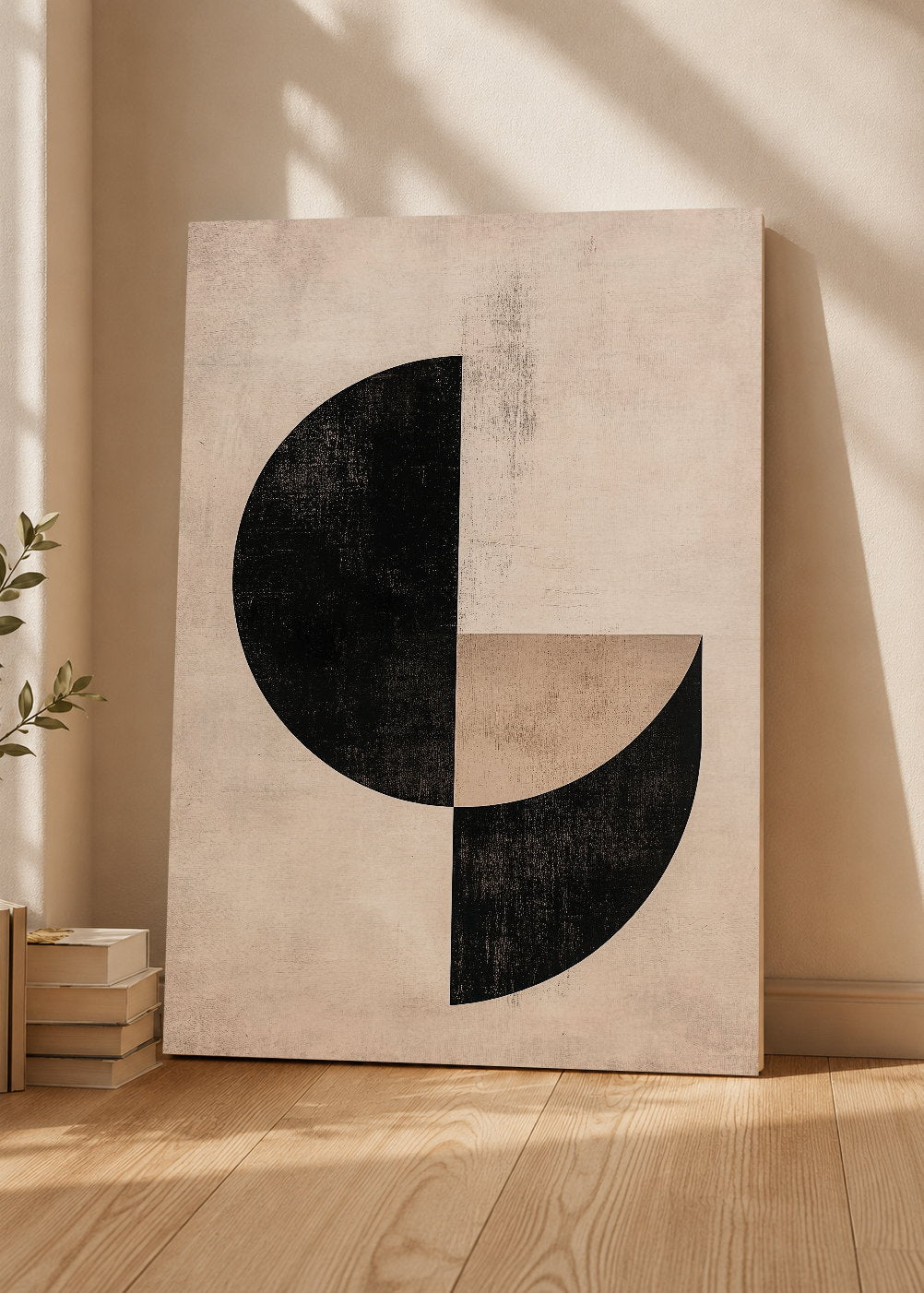 Cuadro Decorativo Mural Sin Marco 5mm - Trendy, Semicirculos Negro Beige
