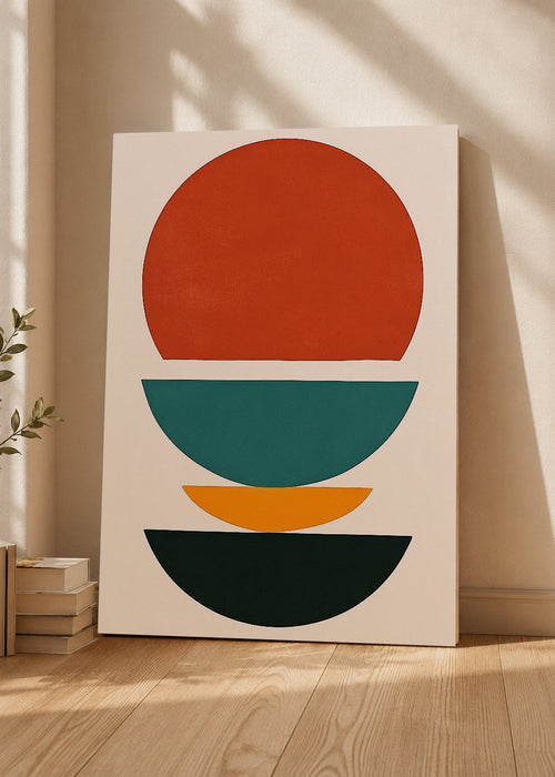 Cuadro Decorativo Mural Sin Marco 5mm - Trendy, Sol Rojo Capas Verde Naranja