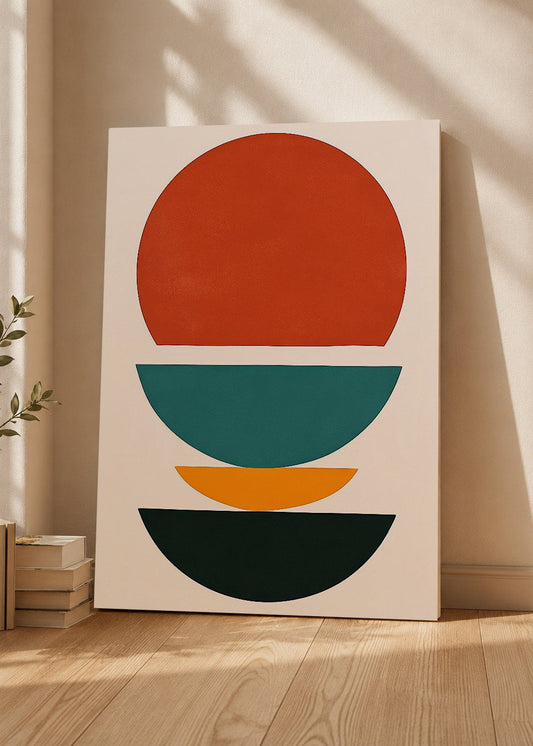 Cuadro Decorativo Mural Sin Marco 5mm - Trendy, Sol Rojo Capas Verde Naranja