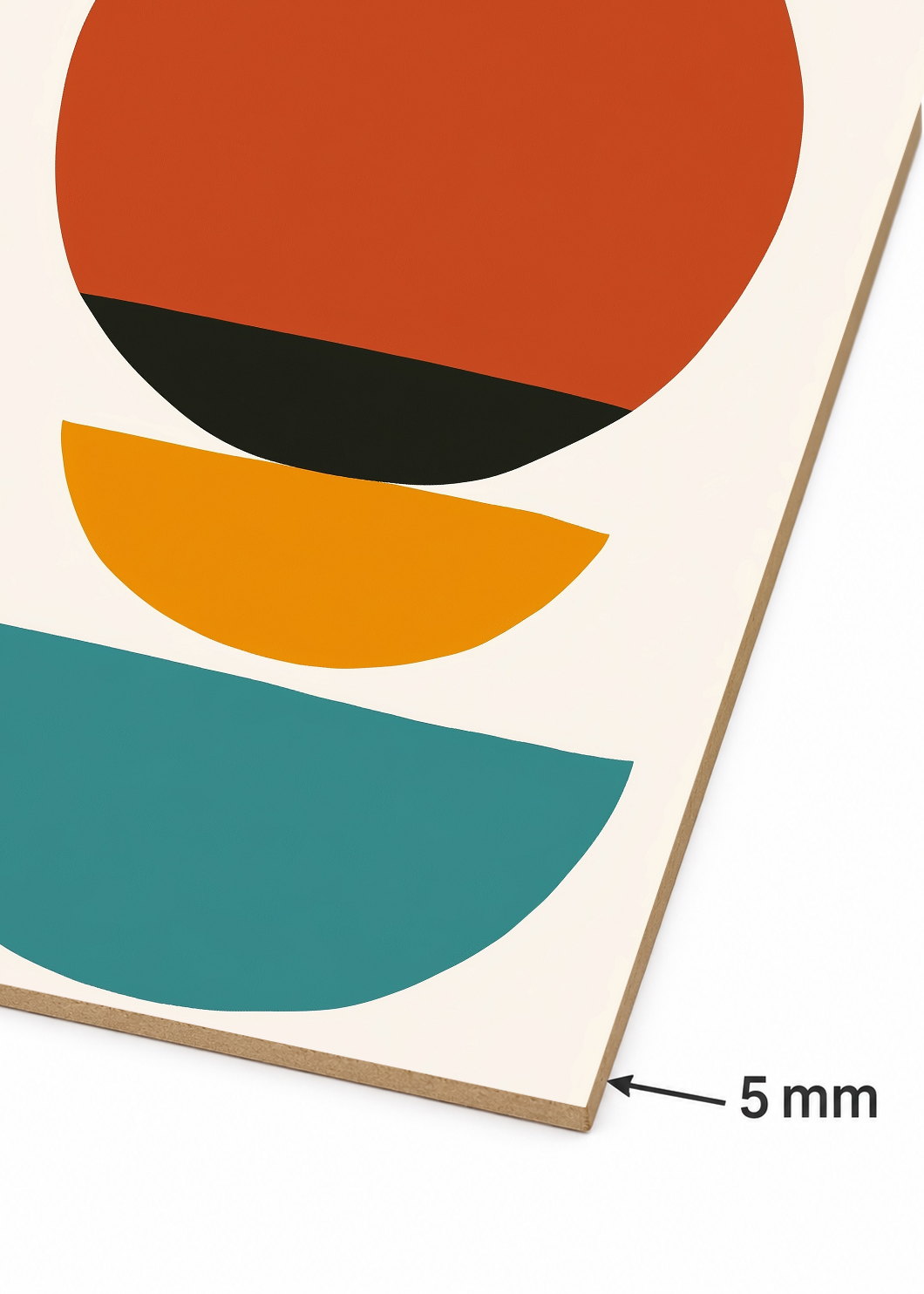 Cuadro Decorativo Mural Sin Marco 5mm - Trendy, Sol Rojo Semicirculos Turquesa