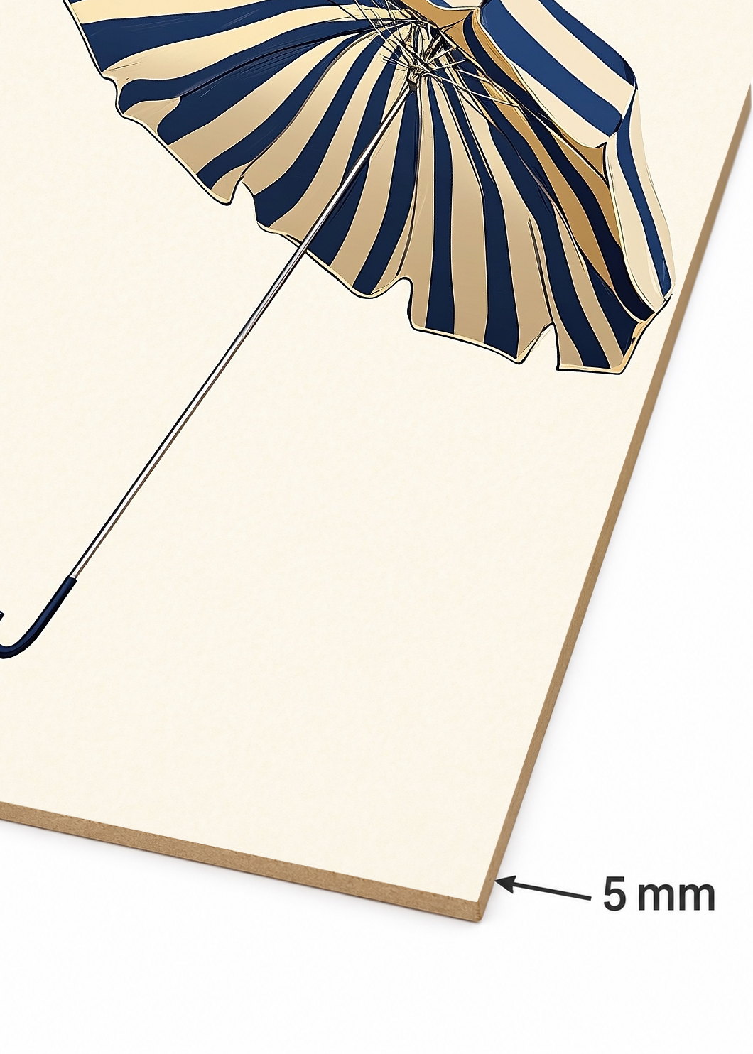 Cuadro Decorativo Mural Sin Marco 5mm - Trendy, Sombrilla Rayas Azul Dorado