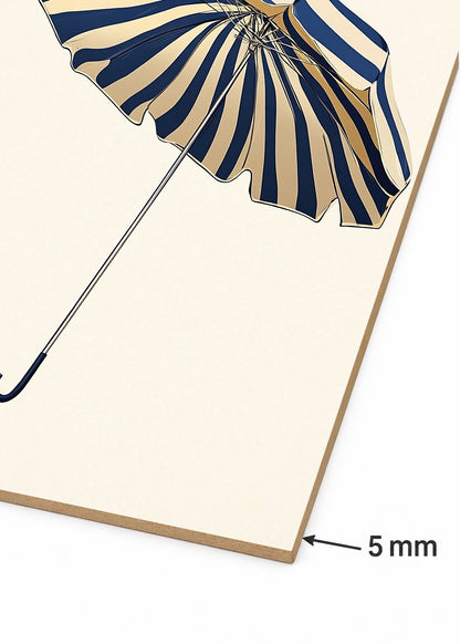 Cuadro Decorativo Mural Sin Marco 5mm - Trendy, Sombrilla Rayas Azul Dorado