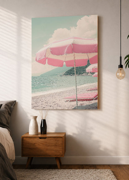 Cuadro Decorativo Mural Sin Marco 5mm - Trendy, Sombrilla Rayas Playa Pastel
