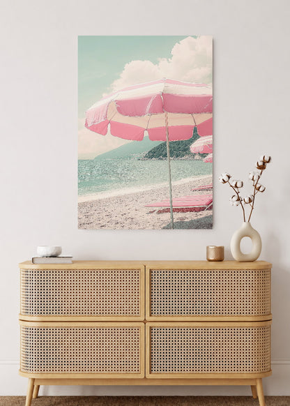 Cuadro Decorativo Mural Sin Marco 5mm - Trendy, Sombrilla Rayas Playa Pastel
