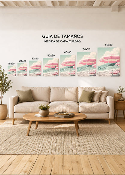 Cuadro Decorativo Mural Sin Marco 5mm - Trendy, Sombrilla Rayas Playa Pastel