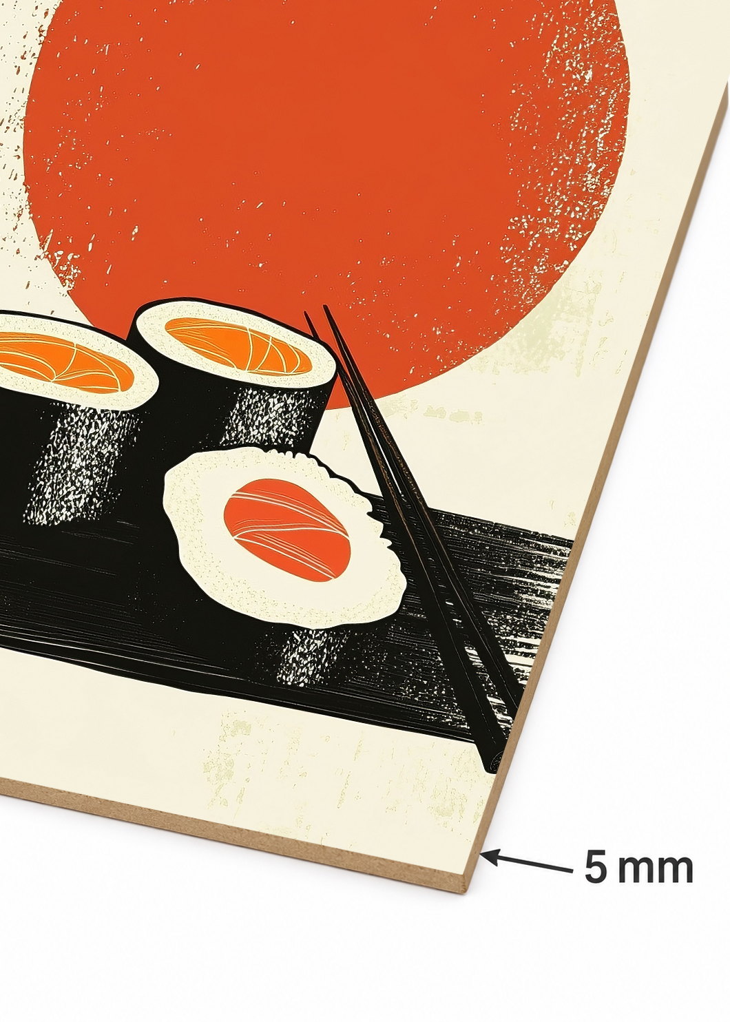 Cuadro Decorativo Mural Sin Marco 5mm - Trendy, Sushi Sol Rojo Minimal