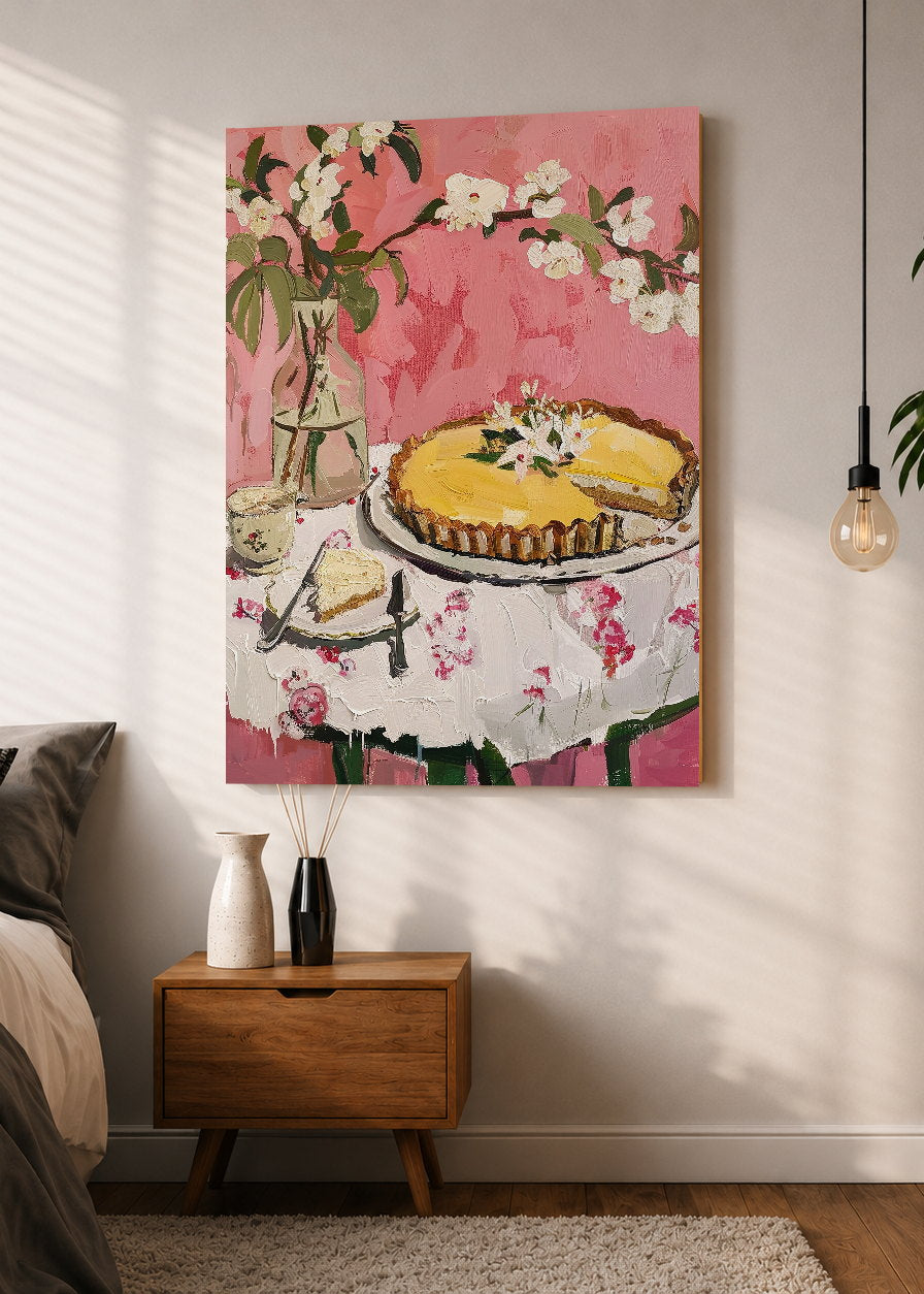 Cuadro Decorativo Mural Sin Marco 5mm - Trendy, Tarta Mesa Flores Rosa