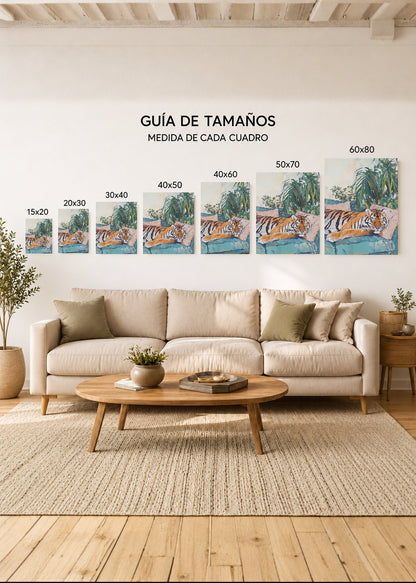 Cuadro Decorativo Mural Sin Marco 5mm - Trendy, Tigre Sillon Rosa Plantas