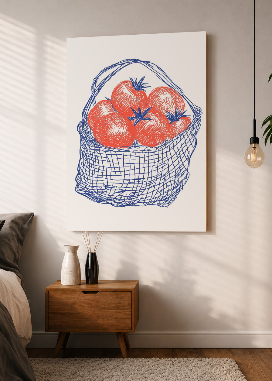 Cuadro Decorativo Mural Sin Marco 5mm - Trendy, Tomates Bolsa Red Azul