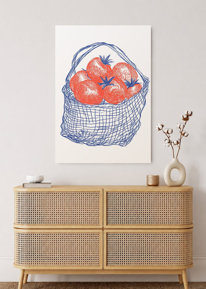 Cuadro Decorativo Mural Sin Marco 5mm - Trendy, Tomates Bolsa Red Azul