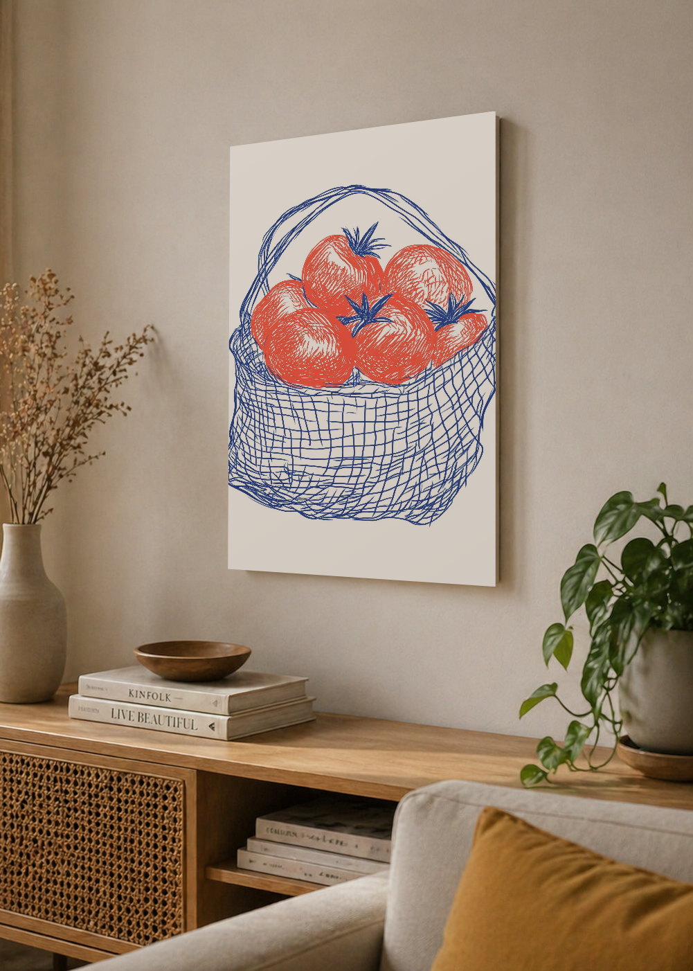 Cuadro Decorativo Mural Sin Marco 5mm - Trendy, Tomates Bolsa Red Azul