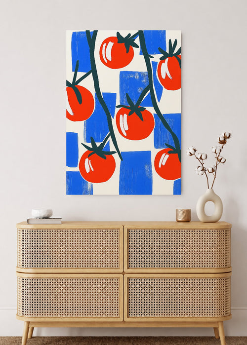 Cuadro Decorativo Mural Sin Marco 5mm - Trendy, Tomates Rama Azul Rojo