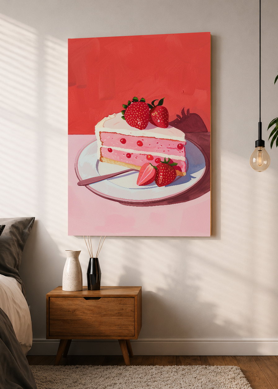 Cuadro Decorativo Mural Sin Marco 5mm - Trendy, Torta Frutillas Rojo