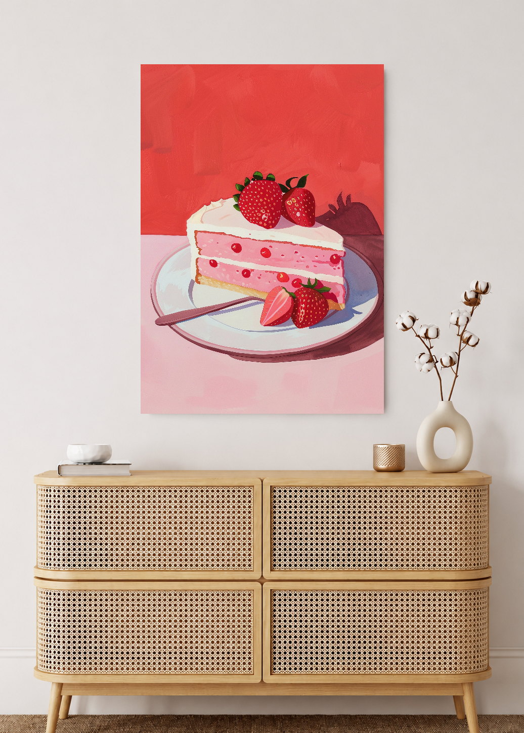 Cuadro Decorativo Mural Sin Marco 5mm - Trendy, Torta Frutillas Rojo