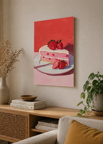 Cuadro Decorativo Mural Sin Marco 5mm - Trendy, Torta Frutillas Rojo