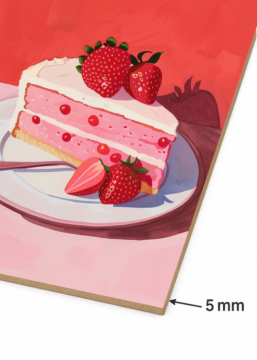 Cuadro Decorativo Mural Sin Marco 5mm - Trendy, Torta Frutillas Rojo