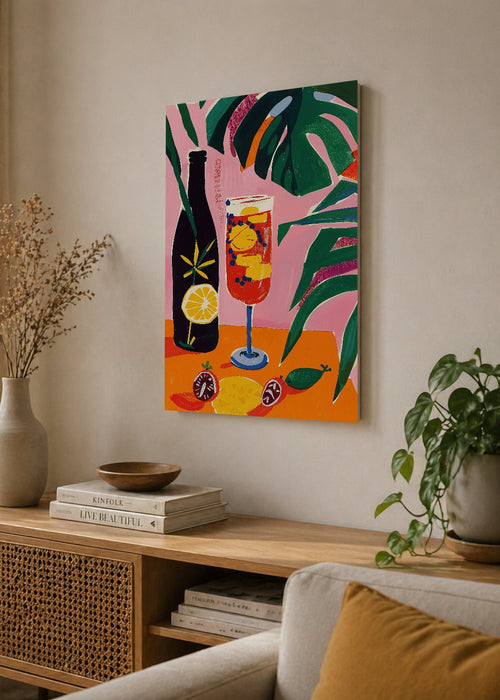 Cuadro Decorativo Mural Sin Marco 5mm - Trendy, Trago Naranja Hojas Verde