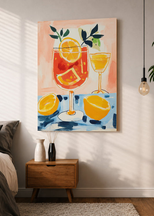 Cuadro Decorativo Mural Sin Marco 5mm - Trendy, Tragos Naranja Azul Crema