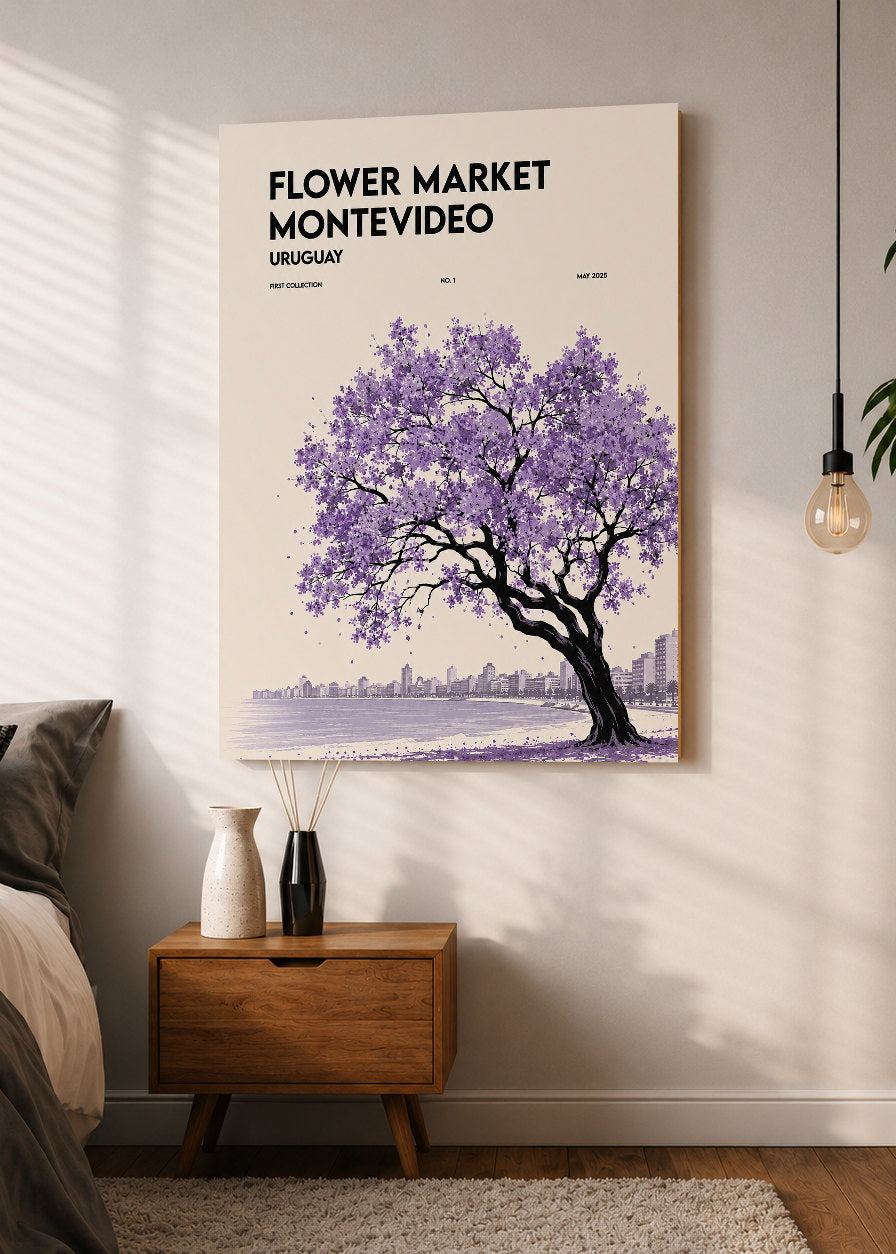 Cuadro Decorativo Mural Sin Marco 5mm - Uruguay Flower Market Montevideo Árbol