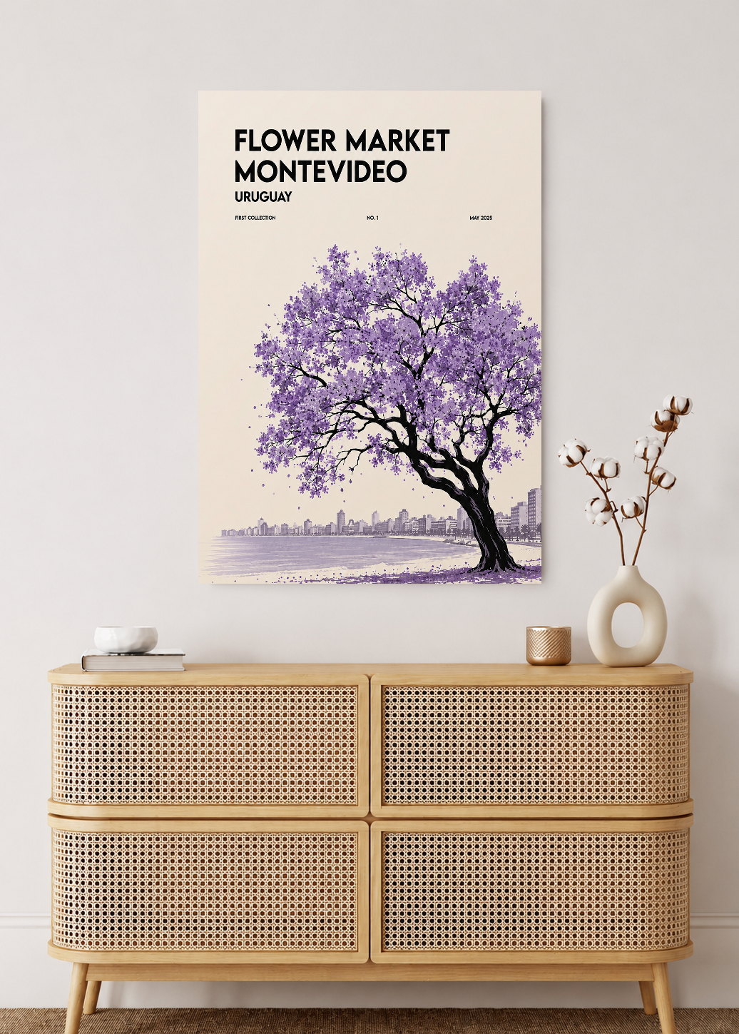 Cuadro Decorativo Mural Sin Marco 5mm - Uruguay Flower Market Montevideo Árbol