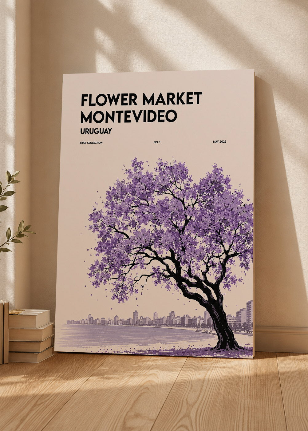 Cuadro Decorativo Mural Sin Marco 5mm - Uruguay Flower Market Montevideo Árbol