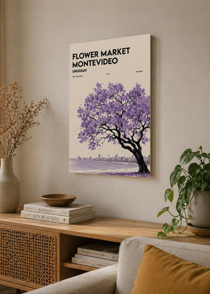 Cuadro Decorativo Mural Sin Marco 5mm - Uruguay Flower Market Montevideo Árbol