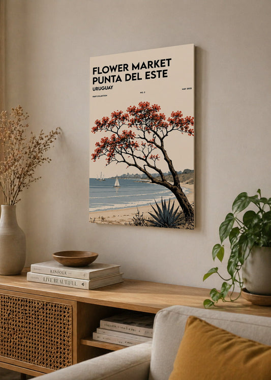 Cuadro Decorativo Mural Sin Marco 5mm - Uruguay Flower Market Punta del Este Árbol