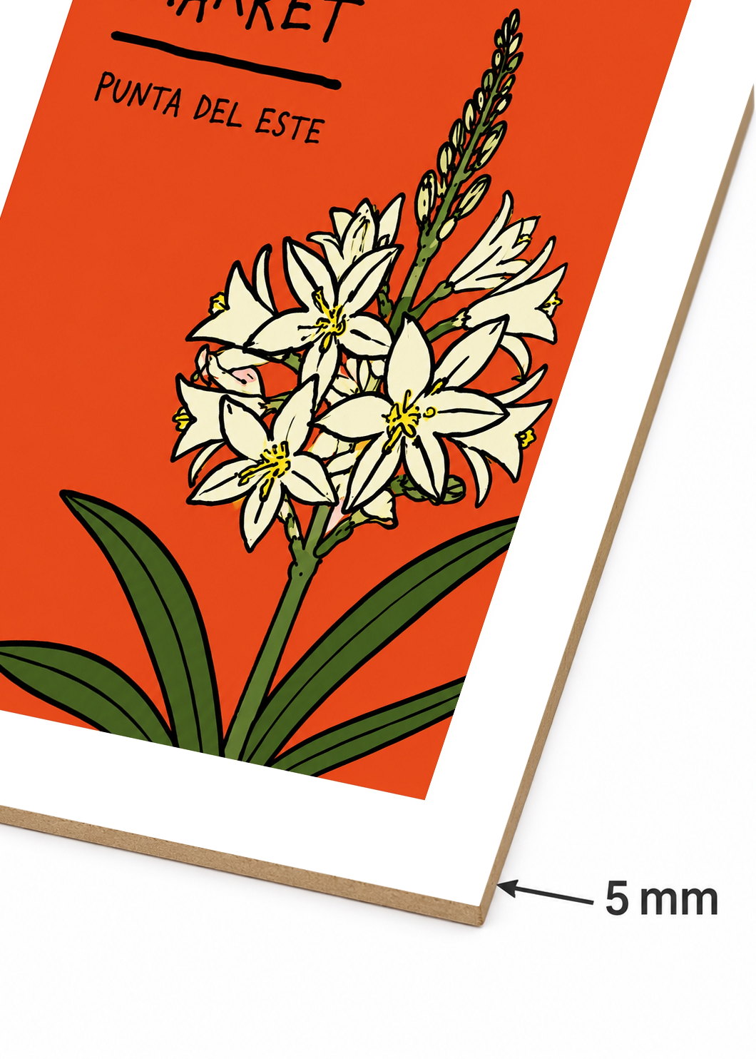 Cuadro Decorativo Mural Sin Marco 5mm - Uruguay Flower Market Punta del Este Rojo