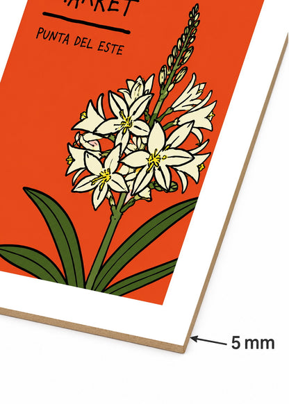 Cuadro Decorativo Mural Sin Marco 5mm - Uruguay Flower Market Punta del Este Rojo