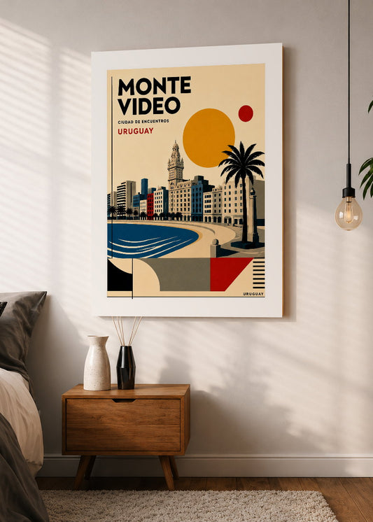 Cuadro Decorativo Mural Sin Marco 5mm - Uruguay Paisaje Geométrico Montevideo