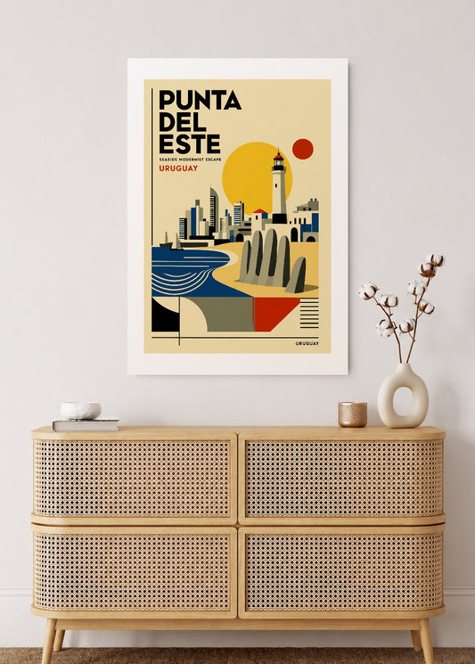 Cuadro Decorativo Mural Sin Marco 5mm - Uruguay Paisaje Geométrico Punta del Este