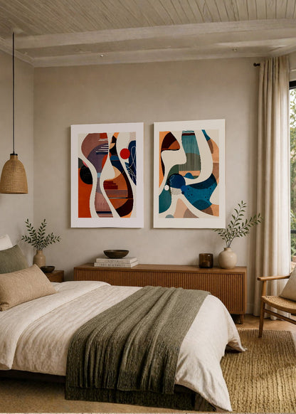 Set x2 Cuadros Decorativos Mural Sin Marco 5mm - Abstractos