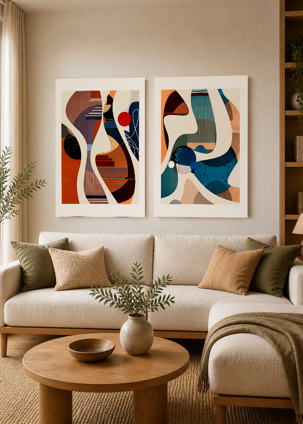 Set x2 Cuadros Decorativos Mural Sin Marco 5mm - Abstractos