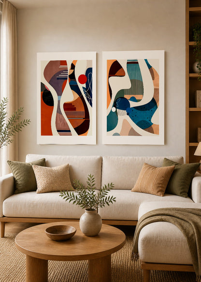 Set x2 Cuadros Decorativos Mural Sin Marco 5mm - Abstractos