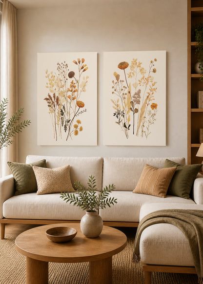 Set x2 Cuadros Decorativos Mural Sin Marco 5mm - Botánicos, Plantas, Botanic Vibes XXIX