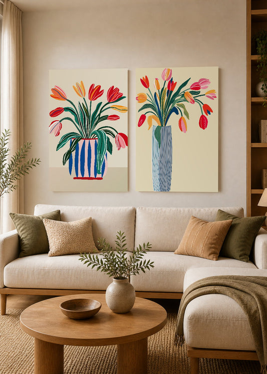 Set x2 Cuadros Decorativos Mural Sin Marco 5mm - Botánicos, Plantas, Botanic Vibes XXX