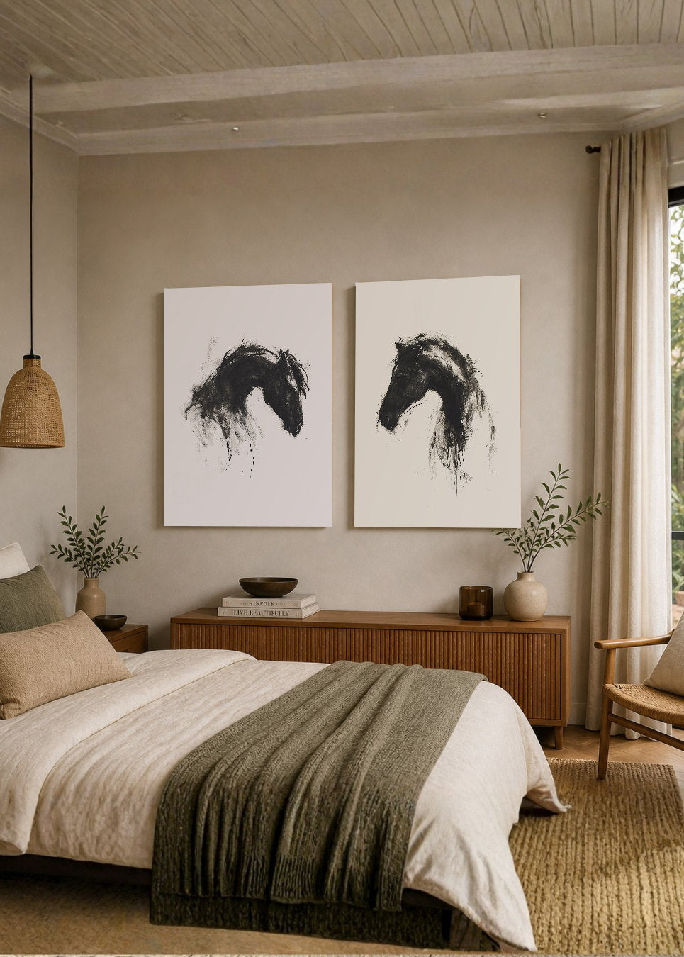 Set x2 Cuadros Decorativos Mural Sin Marco 5mm - Caballos, Amantes de los Caballos XIX