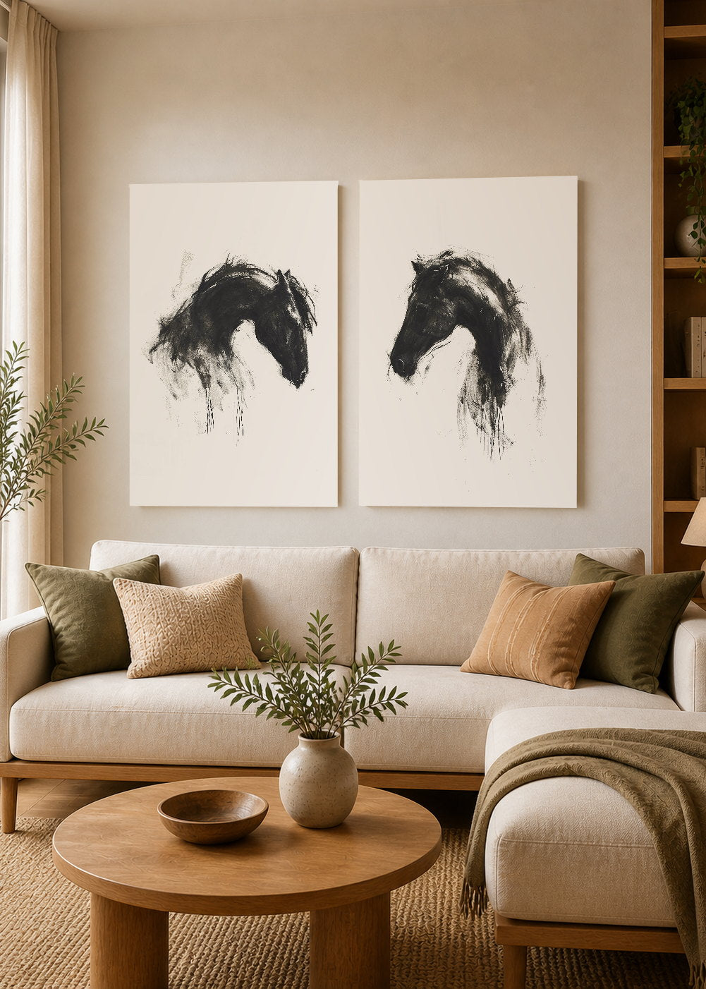 Set x2 Cuadros Decorativos Mural Sin Marco 5mm - Caballos, Amantes de los Caballos XIX