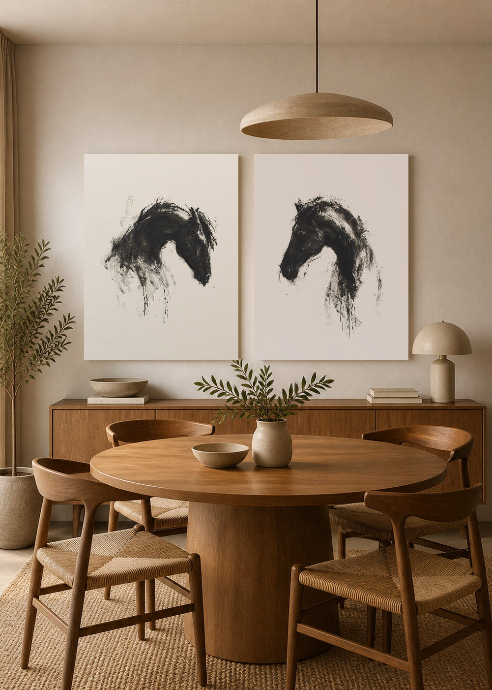 Set x2 Cuadros Decorativos Mural Sin Marco 5mm - Caballos, Amantes de los Caballos XIX