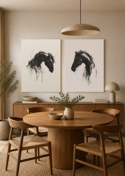 Set x2 Cuadros Decorativos Mural Sin Marco 5mm - Caballos, Amantes de los Caballos XIX