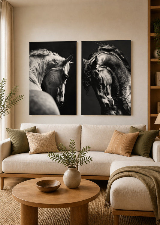 Set x2 Cuadros Decorativos Mural Sin Marco 5mm - Caballos, Amantes de los Caballos XXIV